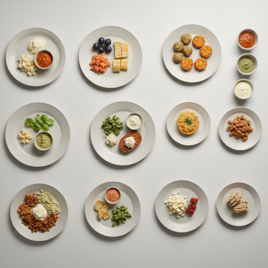 Different portion sizes on plates
